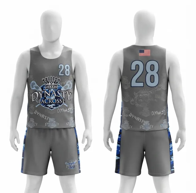 White & Blue Sleeveless Lacrosse Jersey