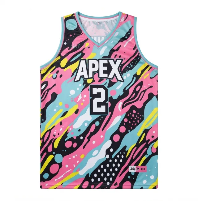 Pink, Aqua & Black Basketball Jersey, view 2