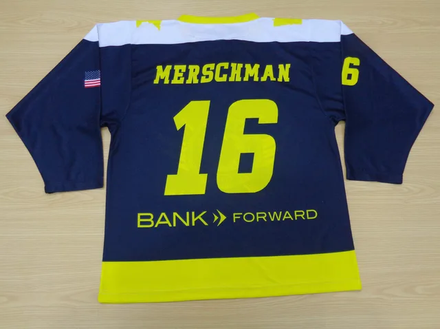 Navy, White & Yellow Ice Hockey Jersey, view 3