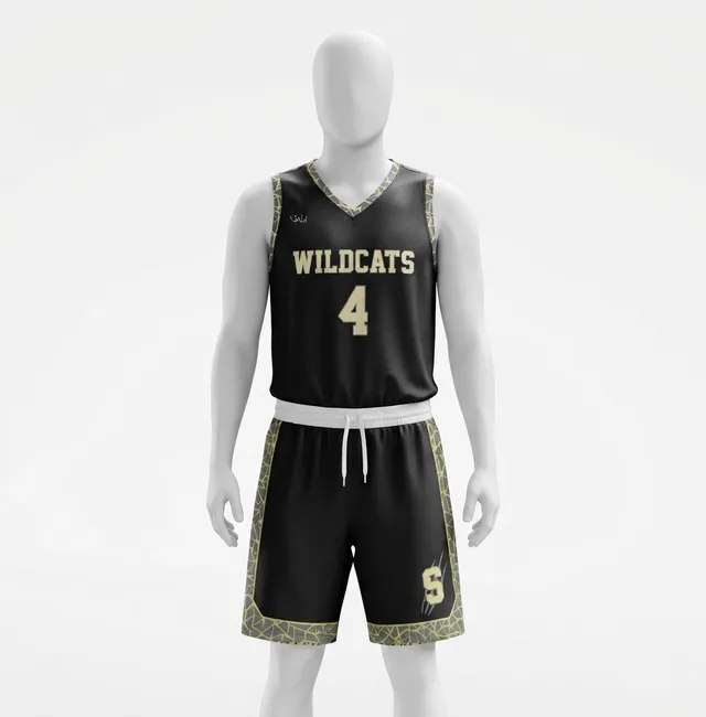 White, Black & Gold Basketball Jersey, view 2