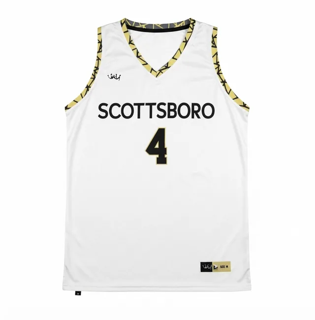 White, Black & Gold Basketball Jersey, view 6
